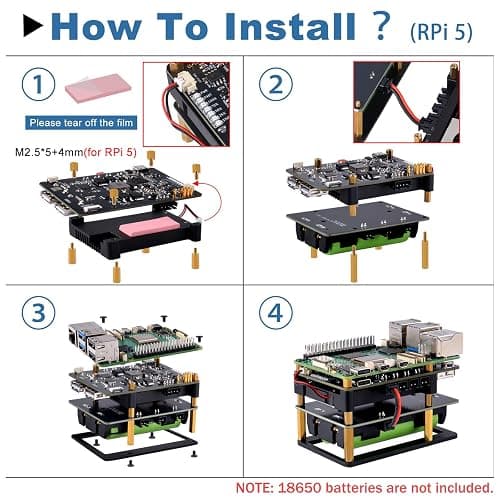 GeeekPi UPS Gen 6 Power Supply Uninterruptible UPS HAT for Raspberry Pi 5/4B, with Aluminum Heatsink thumbnail 8