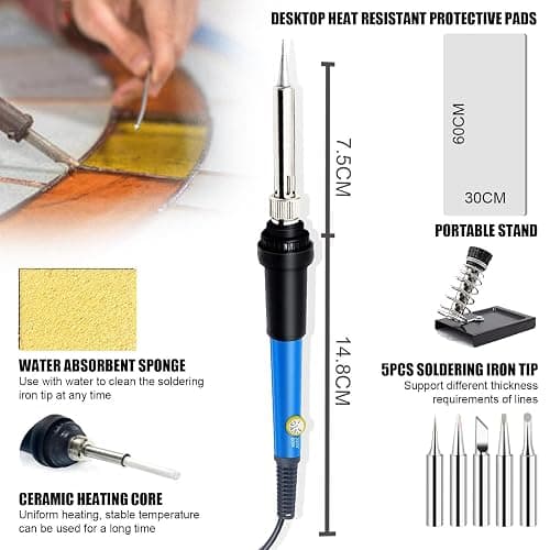 Stained Glass Kit, 23PCS Stained Glass Starter Tool Set, Professional Simple Making DIY Glass & Mosaic Tools Set,Glass Cutter Tool&Soldering Iron Kit for Glass Worker/Glas thumbnail 5