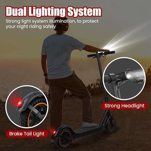 Electric Scooter for Adults, 8.5" Solid Tires, 350/500W Motor, 16/19MPH Max Speed & 12/21 Miles Range, Portable Foldable E-Scooter with Smart APP, Cruise Control, Dual-Brake System（Two Models） thumbnail 6