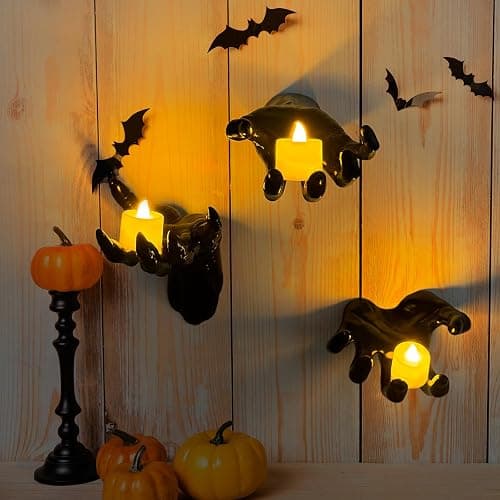 DAZONGE Halloween Decorations, Pack of 3 Wall Mounted Creepy Reaching Hands with Lighted Candles, Life-Sized Horror Hands for Gothic Wall Decorations, Scary Halloween Decorations Indoor - Style 2 thumbnail 6