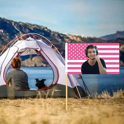 MAGJIUKE Steve Harrington Pink American Flag Tapestry, 3x5 Feet Polyester Wall Hanging with Brass Grommets, Horizontal Rectangular Design for Bedroom Studio Decor, Indoor Outdoor Usage thumbnail 8