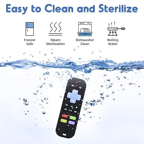 Soulagement des Dentition Jouet pour Bébés 3-6 12 Mois Cadeaux, Télécommande en Jouets de Bain en Silicone pour 3 6 9 Mois Autiste, Sensoriels de Qualité Alimentaire, Noir thumbnail 4