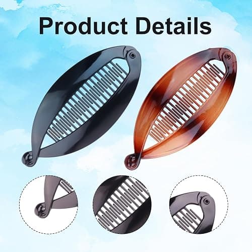 4 Pcs Banana Hair Clips for Fine Hair and Thick Hair, Fishtail Small Banana Hair Clip,for Women Bananas Clip Double Comb Long Hair Clips Ponytail Hair Comb Bananas thumbnail 3