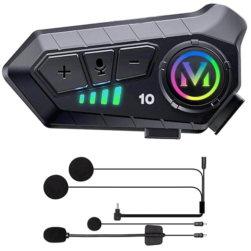 Motorcycle Helmet Speakers - Super Long Battery Life, Helmet Headphones Single Use Headset with Soft/Hard Mic,IPX6 Automatic Answer/Music Control/Intelligent Noise/Wake up Siri - Image 1