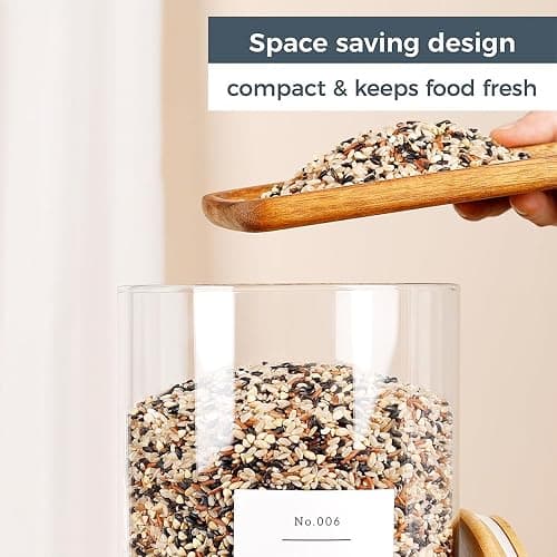 HHMJSM Large Glass Storage Jars With Airtight Bamboo Lid - 100 Fl Oz Thicken Kitchen Glass Food Storage Canister With 42 Pantry Labels - Big Clear Flour And Sugar Containers Farmhouse thumbnail 8