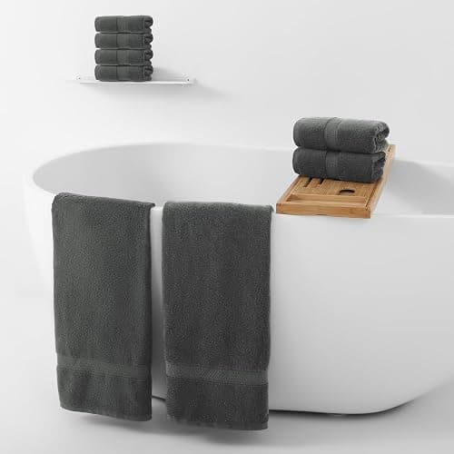 REDKISS Towels 8 Piece Luxury Bath Towel Set, 2 Bath Sheets (35x70 in), 2 Hand Towels, 4 Washcloths, 100% Cotton Super Absorbent & Quick-Dry Shower Towels for Bathroom Spa Gym Hotel Yoga - Grey thumbnail 7