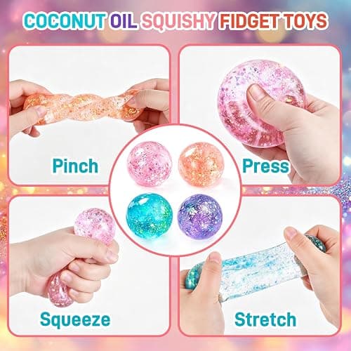 Coconut Oil Squishy, Coconut Oil Slow Rising Squeeze Stress Ball Clear Jelly Bubblegum Texture Coconut Oil Squishy Toy (Pink-A) thumbnail 3