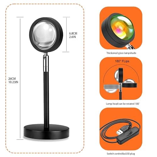 Spacenight Sunset Lamp Projector Multi-Color Multi-Mode, Dimmable, Timing, Music Rhythm, Sunset Background Wonderful Visual Impact, USB Plug and Play (Remote & APP) thumbnail 4