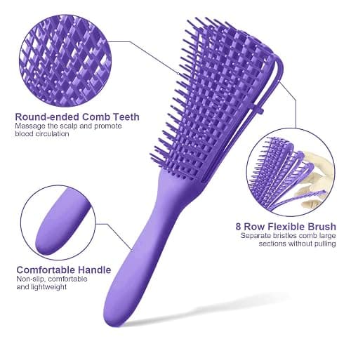 Detangling Brush for Curly Hair, Hair Detangler, Octopus Comb for Afro America Textured 3a to 4c Kinky Wavy/Wet/Dry/Long Thick Curly Hair Exfoliating Scalp for Beautiful and Shiny Curls (Purple) thumbnail 3