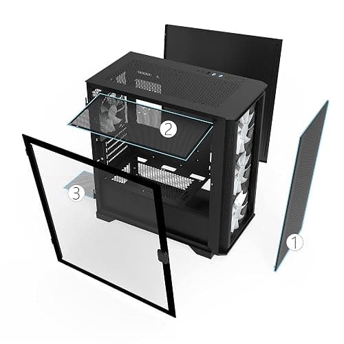 Montech AIR 100 ARGB Micro-ATX Tower with Four ARGB Fans Pre Installed, Ultra-Minimalist Design, Fine Mesh Front Panel, High Airflow, Unique Side Swivel Tempered Glass, Black thumbnail 8
