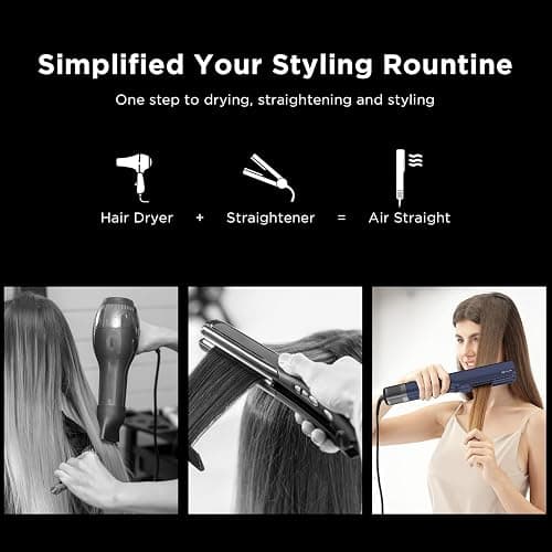 IG INGLAM Air Straightener, Style from Wet Hair, 2.2" Hair Dryer Straightener, 200M Negative Ionic, One-Step Air Straight for Medium and Long Length(14"-30"), Prussian Blue thumbnail 4