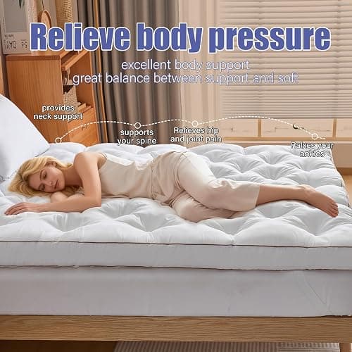 WhatsBedding 4 Inch Memory Foam Mattress Topper Twin for Back Pain Relief, Filled with Breathable Gel Memory Foam, Fluffy Comfort Supportive Pillow Top Mattress Topper, 75x39x4in thumbnail 8