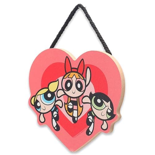 Open Road Brands The Powerpuff Girls Heart Hanging Wood Wall Decor - Fun Powerpuff Girls Sign for Kids' Bedroom or Movie Room thumbnail 4