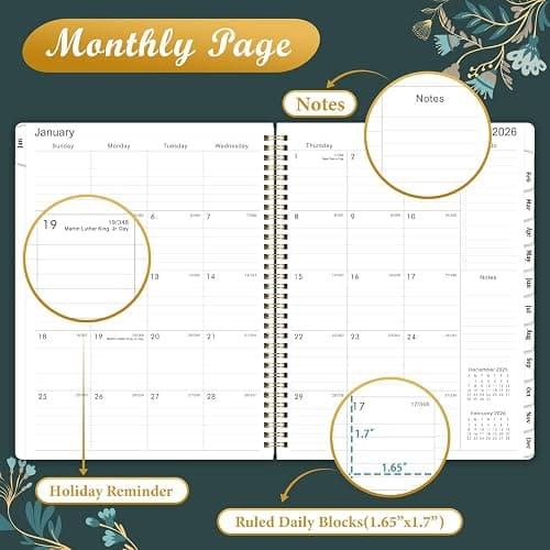 2026 Planner - 2026 Planner Weekly and Monthly, Jan 2026 - Dec 2026, Planners Weekly and Monthly, 8.5" x 11" Planners Calendar with Tabs & Pocket, Flexible Cover, Twin-Wire Binding thumbnail 4