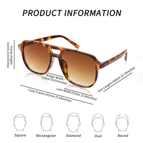 FEISEDY Retro Square Aviator Sunglasses Women Men 70s Vintage Trendy Plastic Frame Sun Glasses B2835 thumbnail 6