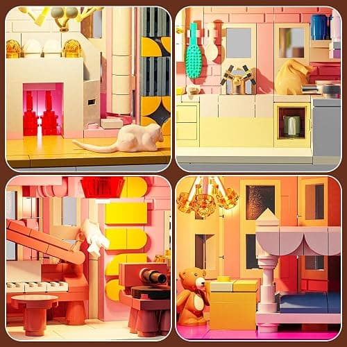 1349PCS Pink Palace House Building Set, Halloween Haunted House Blocks Toy, with Lights Christmas for Teens Girls 12+ ，Halloween House Kit for Kids Adults thumbnail 5