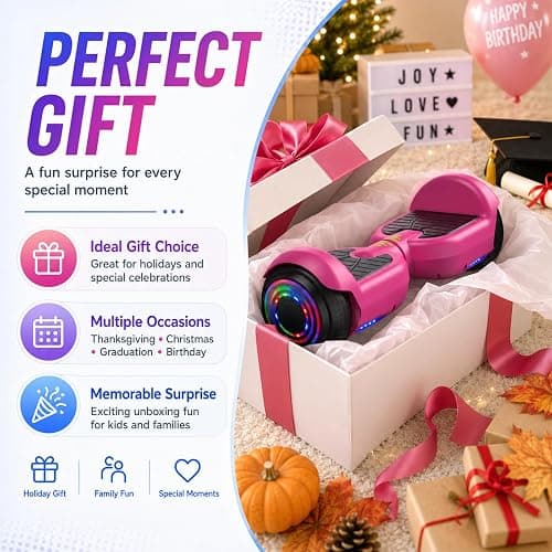 HOVERSTAR pink hoverboard for kids, self balancing scooter thumbnail 9