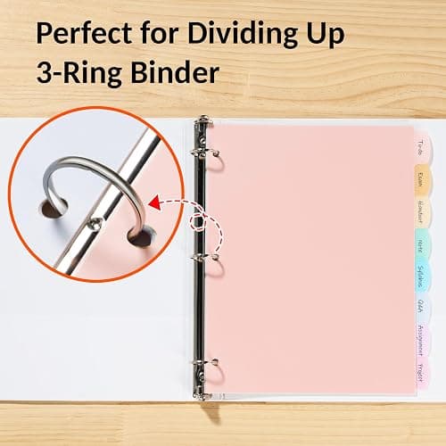 Sooez 8 Tabs Long-Lasting Plastic Write & Erase Large Tabs Dividers for 3 Ring Binder, Aesthetic Cute Pastels Binder Dividers for Student, Teacher, Office, Home Organizers, 1 Set, Pastels Color thumbnail 7