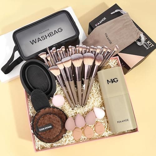 MAANGE Pinselset Makeup 49 Stück Make up Pinsel Set Professionelle Schminkpinsel für Foundation Lidschatten Konturen, Puder und Concealer thumbnail 5