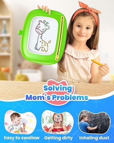 Seimome Toddlers Magnetic Drawing Board, Ages 1-3, Green, 8.9 Inch Drawing Area, Toddler Girl Toys, Learning Numbers & Alphabet - Green thumbnail 6