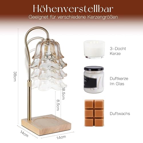 Staymoment Gold Candle Warmer Kerzenwärmer Lampe, Geschenke für Frauen | Elektrische Duftlampe für Duftkerzen, mit Timer und Dimmer, Höhenverstellbar, Wohnzimmer Deko thumbnail 3