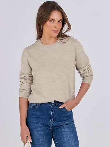 ANRABESS Sweaters for Women Long Sleeve Lightweight Crewneck Soft Basic Knit Loose Fit Pullover Top 2025 Fall Trendy Outfits thumbnail 4