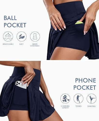 JoyGirl Pleated Tennis Skirt for Women with Shorts Athletic Golf Skort Workout Running Sports Skirts Skorts with Pockets thumbnail 5