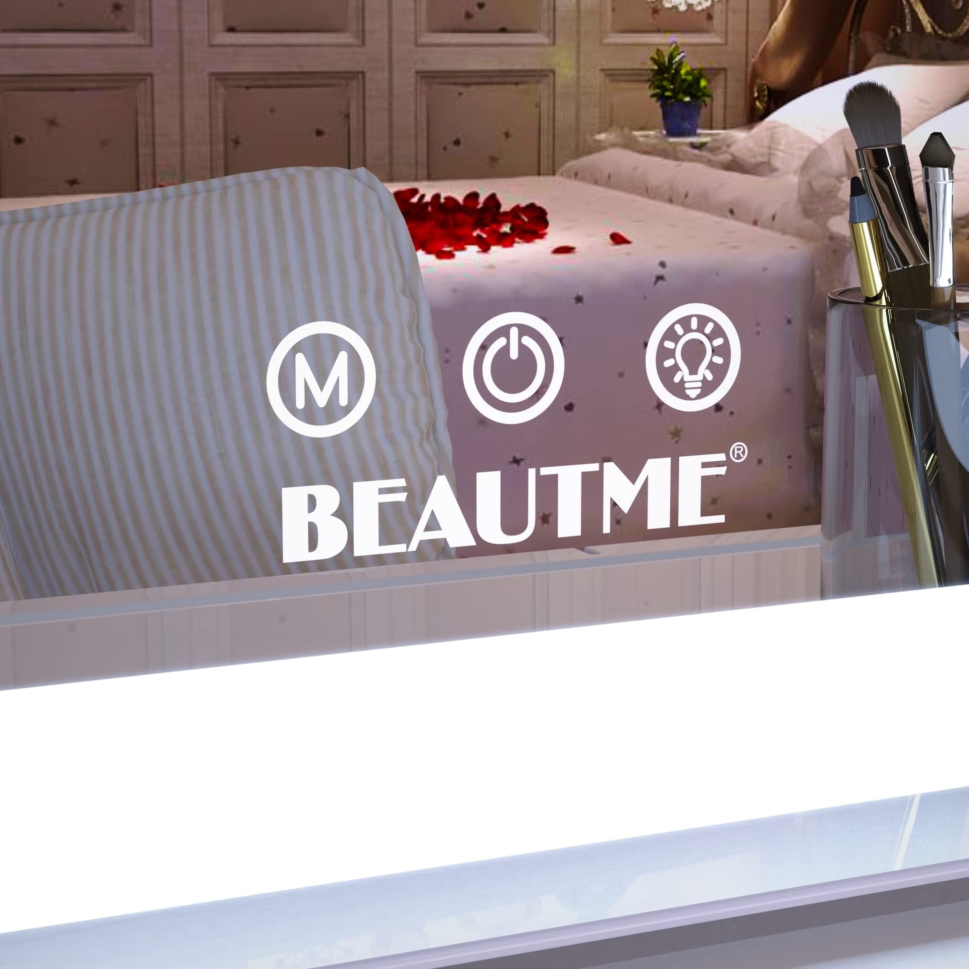 Vanity Mirror with Lights, Lighted Makeup Miror with Adjustable LED Light, Light up Mirror for Makeup Touch Control 3 Colors, 101.6 * 61.8cm, White thumbnail 7