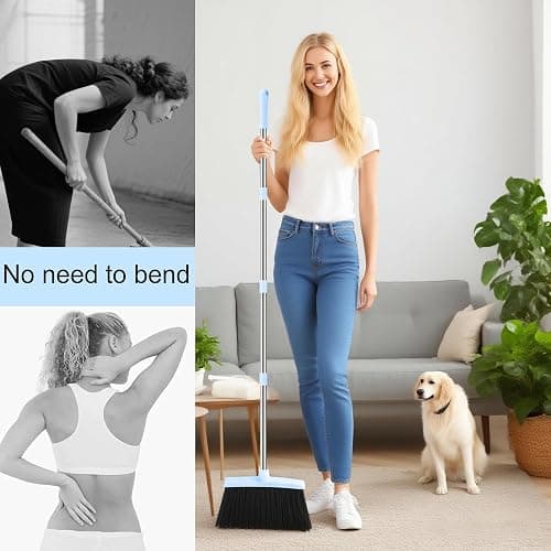 BSKLIN Broom and Dustpan Set, House Broom for Sweeping Indoor Collapsible Broom with Dust Pan Combo Set for Home Office Kitchen Lobby Floor Pet Hair thumbnail 8