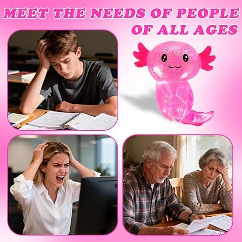 Axolotl Squishy Stress Ball, Soft TPR Slow Rising Squeeze Toy, Cute Axolotl Fidget Toy for Stress Relief, Anxiety Calming Sensory Toy for Kids Adults(Pink Long Tail Axolotl) thumbnail 6