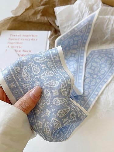 RFQMNO 4/5/6 Pack Hair Scarf for Women, 35"x2.36" Lightweight Silk Headband, Purse & Bag Scarves Gift Collection thumbnail 8
