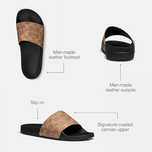 COACH Women's Udele Coated Canvas Slides thumbnail 3