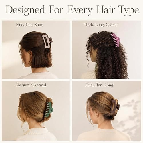TOCESS 8 Pack Big Hair Claw Clips for Women Large Claw Clip for Thin Thick Curly Hair 90's Strong Hold 4.33 Inch Nonslip Matte Jumbo Jaw Clips (8 Pcs) thumbnail 8