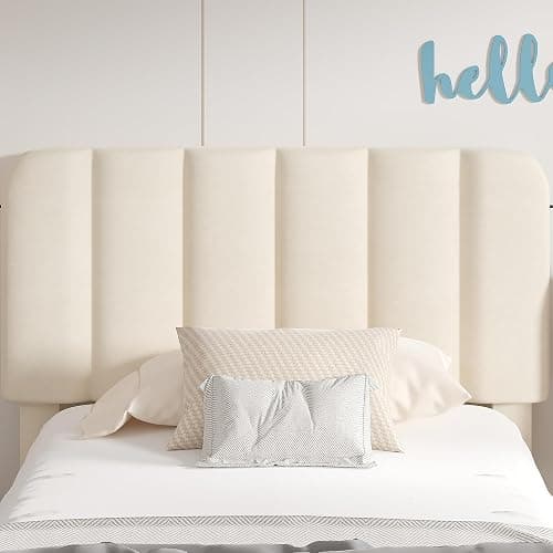 VECELO Twin Size Upholstered Bed Frame with Drawer and Headboard, Velvet Platform Storage Bedframe, Wooden Slats Support, No Box Spring Needed,Bone Beige thumbnail 3
