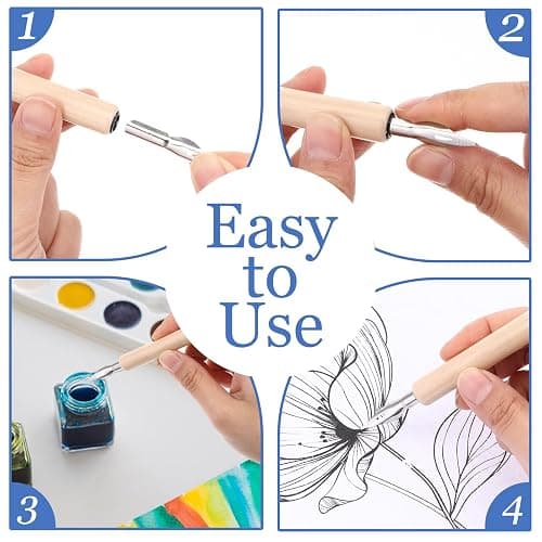 ZEYIYER 11 Pcs Dip Pens, G Pen Ink Nibs, Wooden Drawing Pen Holder with Stainless Steel Dip Pens for Comic, Drawing, Writing, Calligraphy thumbnail 7