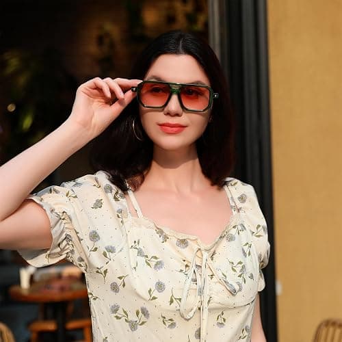 FEISEDY Vintage Square 70s Flat Aviator Sunglasses Women Men Classic Retro Stylish Frame UV400 Sunglasses B2622 thumbnail 4