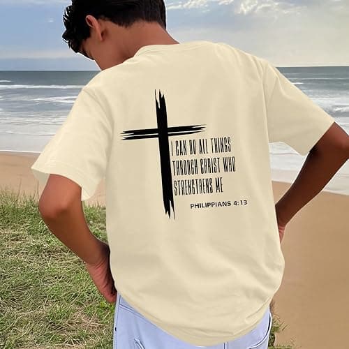 KEEVICI Boys Christian Graphic Tees God Jesus Shirts for Kids Cross Faith Bible Verse Inspirational Religious Cotton T Shirt thumbnail 4