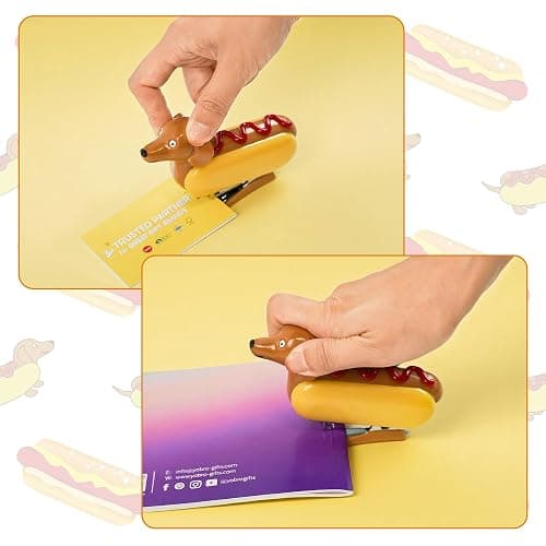 YOBRO Mini Stapler for Students Novelty Hotdog Desktop Stapler with 1000PCS Staples 12 Sheets Capacity Stationery Animal Stapler for Home Office Stocking Stuffers for Friends thumbnail 6