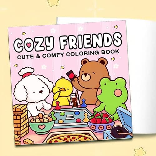 Cozy Friends Coloring Book - Creative Pages for Adults & Teens | Featuring Adorable Goods Cozy Spaces Coloring for Relaxation thumbnail 3