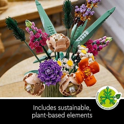 LEGO Icons Flower Bouquet Building Set - Artificial Flowers for Decoration for Home and Display, Ages 18+ - Small Fake Flowers for Table, Desk, Office - Gift for Her and Him - 10280 - Multicolor thumbnail 7
