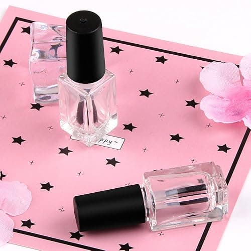 GTHER 20PCS 5ML Small Empty Nail Polish Glass Bottles with Brush Cap & Funnel & Mixing Balls for Nail Art Sample (Matte Black) thumbnail 6