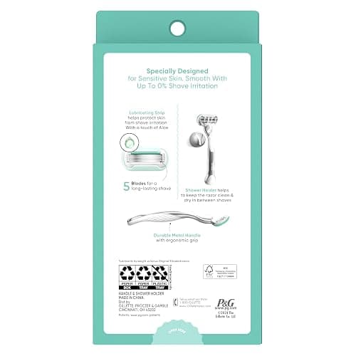 Gillette Venus Extra Smooth Sensitive Razor for Women, Includes 1 Reusable Razor Handle + 2 Refills, for Sensitive Skin with Metal Handle and Shower Holder, Holiday Gifts for Women thumbnail 13