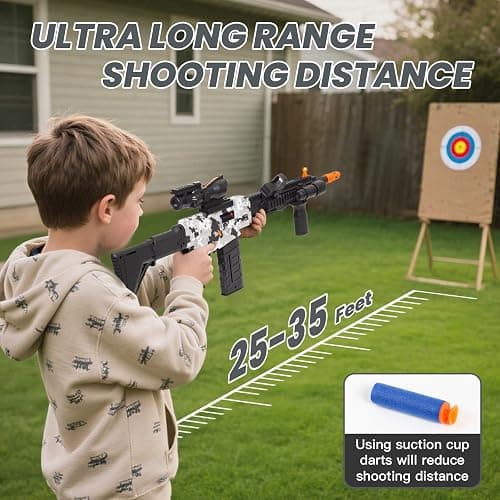 Realistic Toy Gun for Nerf Guns Darts, Foam Blaster - with Scope 120 Soft Bullets 3 Magazines, Semi-Auto Sniper Rifle Electric Machine Guns for Boys 8-12 Age, Birthday Gifts for Kids and Adults thumbnail 5
