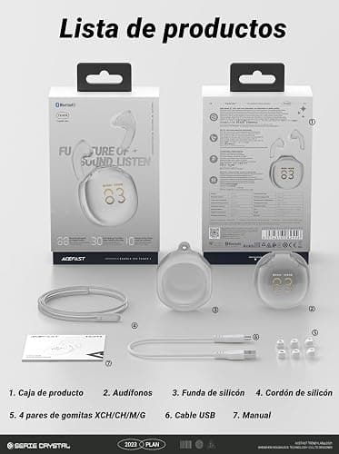 Acefast Earphones TWS T9, Bluetooth 5.3, IPX4 (porcelain white) thumbnail 6