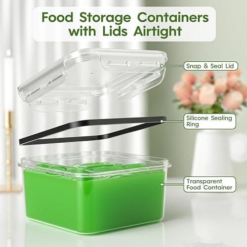 KEMETHY 44-Piece Food Storage Containers with Lids(22 Containers & 22 Lids), Plastic Food Containers for Pantry & Kitchen Storage and Organization, BPA-Free, Leak Proof, Reusable with Labels & Pen thumbnail 6