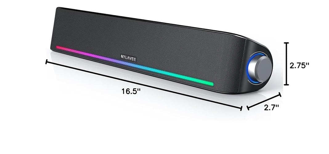 Computer Speakers, Hi-Fi Sound Quality Computer Sound Bar, Bluetooth 5.0 & 3.5mm Wired PC Speakers with 4 Dynamic Lighting Modes, USB Powered Speakers for PC, Desktop, Laptops, Phones, Monitors, Xbox thumbnail 6
