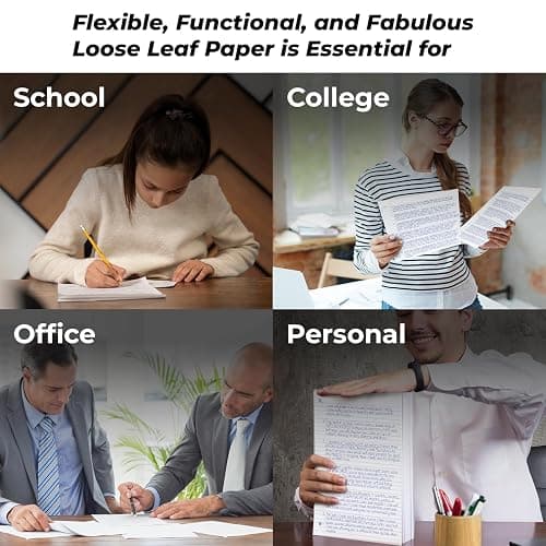 Rosmonde Loose Leaf Paper, 900 Sheets, 6 Pack, College Ruled, 8" x 10.5", Bulk Office Filler Paper, 3 Hole Punched, 150 Sheets/Pack, College Ruled Paper for 3 Ring Binder, Notebook Paper, White thumbnail 7