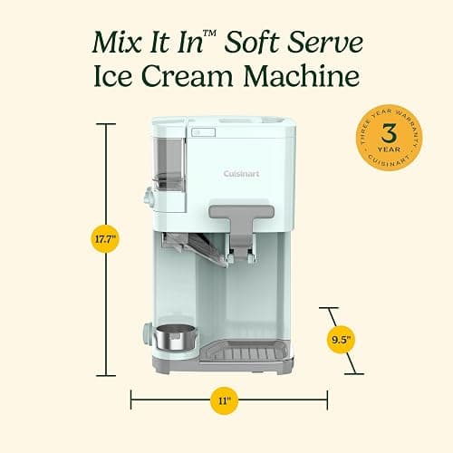 Cuisinart Soft Serve Ice Cream Machine- Mix It In Ice Cream Maker for Frozen Yogurt, Sorbet, Gelato, Drinks 1.5 Quart, Mint Green, ICE-48 thumbnail 3