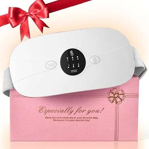 Portable Cordless Heating Pad, Electric Waist Belt Device, Heating Pad for Back Pain, 3-Speed Adjustment, Portable Electric Fast Heating Belly Wrap Belt for Women and Girl (White) - Image 1