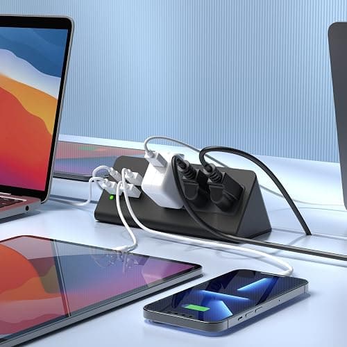 Nightstand Edge Mount Power Strip with USB-C Ports Tabletop Surge Protector Desk Clamp Power Sockets with 3 AC Outlets &4 Fast Charging USB Ports for Home Office Hotel and Dormitory (Black(2-Pack)) thumbnail 5